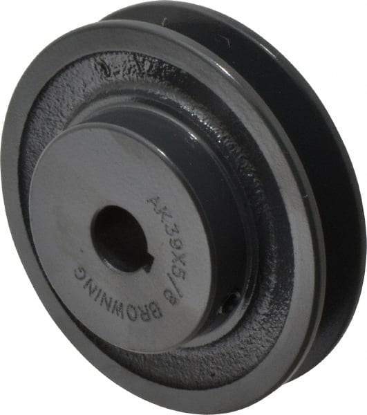 Browning - 5/8" Bore, 1-5/32 Long, 3-3/4" Outside Diam, Finished Bore Single Groove V Belt Sheave - 3/4" Wide, 3.16" Pitch Diam of 3L Belt, 3-1/2" Pitch Diam of 4L Belt - USA Tool & Supply
