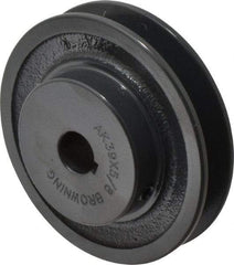 Browning - 5/8" Bore, 1-5/32 Long, 3-3/4" Outside Diam, Finished Bore Single Groove V Belt Sheave - 3/4" Wide, 3.16" Pitch Diam of 3L Belt, 3-1/2" Pitch Diam of 4L Belt - USA Tool & Supply
