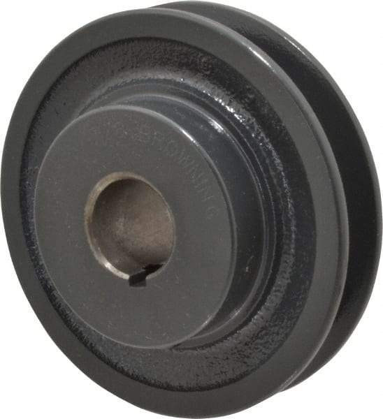 Browning - 7/8" Bore, 1-5/32 Long, 3-3/4" Outside Diam, Finished Bore Single Groove V Belt Sheave - 3/4" Wide, 3.16" Pitch Diam of 3L Belt, 3-1/2" Pitch Diam of 4L Belt - USA Tool & Supply