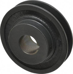 Browning - 1" Bore, 1-5/32 Long, 3-3/4" Outside Diam, Finished Bore Single Groove V Belt Sheave - 3/4" Wide, 3.16" Pitch Diam of 3L Belt, 3-1/2" Pitch Diam of 4L Belt - USA Tool & Supply