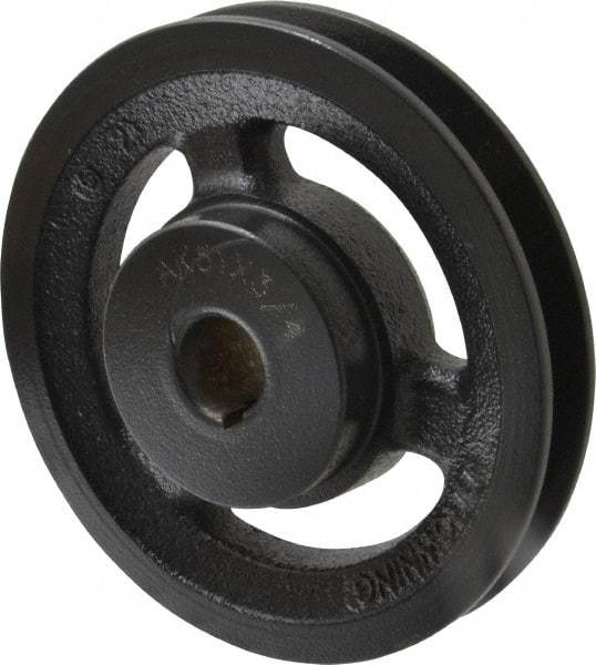 Browning - 3/4" Bore, 1-5/32 Long, 4.95" Outside Diam, Finished Bore Single Groove V Belt Sheave - 3/4" Wide, 4.36" Pitch Diam of 3L Belt, 4.7" Pitch Diam of 4L Belt - USA Tool & Supply
