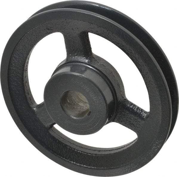 Browning - 7/8" Bore, 1-5/32 Long, 5.45" Outside Diam, Finished Bore Single Groove V Belt Sheave - 3/4" Wide, 4.86" Pitch Diam of 3L Belt, 5.2" Pitch Diam of 4L Belt - USA Tool & Supply