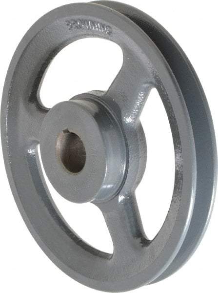 Browning - 7/8" Bore, 1-5/32 Long, 6-1/4" Outside Diam, Finished Bore Single Groove V Belt Sheave - 3/4" Wide, 5.66" Pitch Diam of 3L Belt, 6" Pitch Diam of 4L Belt - USA Tool & Supply