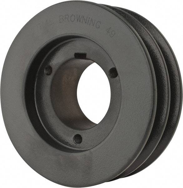 Browning - 2 Groove, 1/2 to 1-3/4 Bore Diam, 4.95" Outside Diam, QD Bushed V Belt Sheave - 4.2 A Diam Belt Pitch - USA Tool & Supply