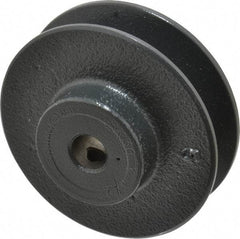 Browning - 1/2" Bore, 1-1/16 Long, 3.15" Outside Diam, Finished Bore Single Groove V Belt Sheave - 13/16" Wide, 2.8 Belt Pitch B, 2.4" Pitch Diam of 4L Belt - USA Tool & Supply