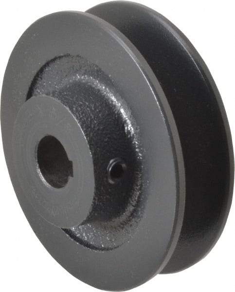 Browning - 5/8" Bore, 1-1/16 Long, 3.2" Outside Diam, Finished Bore Single Groove V Belt Sheave - 13/16" Wide, 3 Belt Pitch B, 2.6" Pitch Diam of 4L Belt - USA Tool & Supply