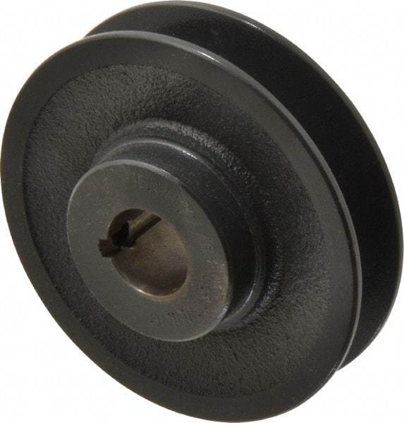 Browning - 7/8" Bore, 1-5/32 Long, 3.95" Outside Diam, Finished Bore Single Groove V Belt Sheave - 7/8" Wide, 3.6 Belt Pitch B, 3.2" Pitch Diam of 4L Belt - USA Tool & Supply