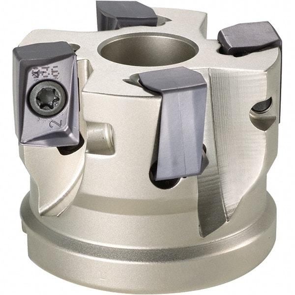 Iscar - 6 Inserts, 2-1/2" Cut Diam, 1" Arbor Diam, 0.642" Max Depth of Cut, Indexable Square-Shoulder Face Mill - 0/90° Lead Angle, 1-3/4" High, H490 AN.X 17 Insert Compatibility, Through Coolant, Series Helido - USA Tool & Supply