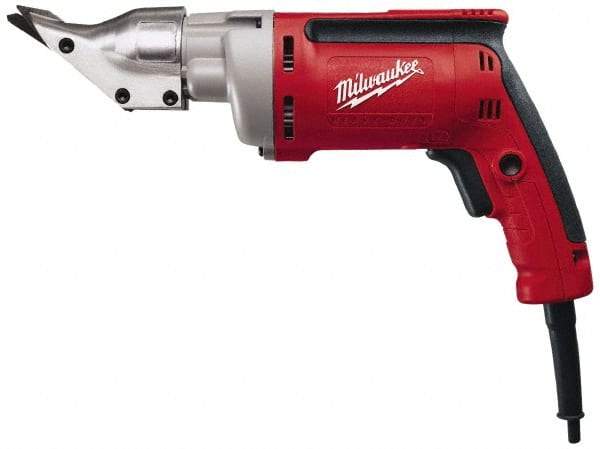 Milwaukee Tool - 2,500 SPM, 120 Volt, Pistol Grip Handle, Handheld Electric Shear - 18 Gauge (Steel) & 20 Gauge (Stainless Steel) Cutting Capacity - USA Tool & Supply