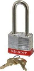 Master Lock - Keyed Different Retaining Key Conductive Lockout Padlock - 2" Shackle Clearance, 9/32" Shackle Diam, 1-1/4" Body Height x 1-9/16" Body Width, Red, 4 Pins - USA Tool & Supply