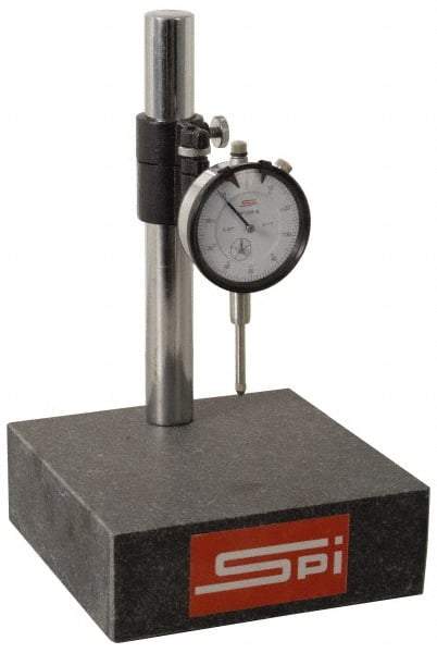 SPI - 0.001" Graduation, 0-100 Dial Reading, Indicator & Base Kit - 6" Base Length x 6" Base Width x 2" Base Height, 2" Dial Diam - USA Tool & Supply
