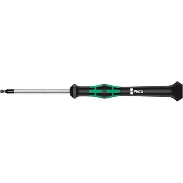 Wera - 2.5mm Hex Ball End Driver - 2-3/8" Bade Length, Multi Handle, 305mm OAL - USA Tool & Supply