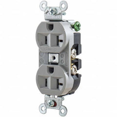 Hubbell Wiring Device-Kellems - 125V 20A NEMA 5-20R Industrial Grade Gray Straight Blade Duplex Receptacle - USA Tool & Supply