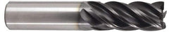 Kennametal - 3/4", 1-1/2" LOC, 3/4" Shank Diam, 4" OAL, 5 Flute, Solid Carbide Square End Mill - Single End, AlTiN Finish, Spiral Flute, 38° Helix, Right Hand Cut, Right Hand Flute, Series UDDE - USA Tool & Supply