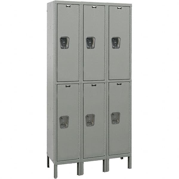 Hallowell - 6 Door, 2 Tier, Premium Wardrobe Lockers - USA Tool & Supply