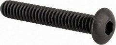 Made in USA - #10-24 UNC Hex Socket Drive, Button Screw - Alloy Steel, Black Oxide Finish, Fully Threaded, 1-1/4" Length Under Head - USA Tool & Supply