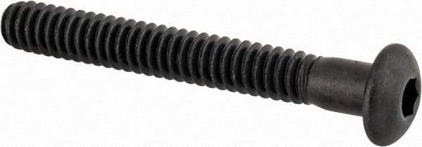 Made in USA - #10-24 UNC Hex Socket Drive, Button Screw - Alloy Steel, Black Oxide Finish, Fully Threaded, 1-1/2" Length Under Head - USA Tool & Supply