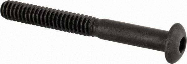 Made in USA - #10-24 UNC Hex Socket Drive, Button Screw - Alloy Steel, Black Oxide Finish, Fully Threaded, 1-3/4" Length Under Head - USA Tool & Supply