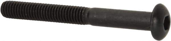 Made in USA - #10-32 UNF Hex Socket Drive, Button Screw - Alloy Steel, Black Oxide Finish, Fully Threaded, 1-3/4" Length Under Head - USA Tool & Supply