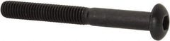 Made in USA - #10-32 UNF Hex Socket Drive, Button Screw - Alloy Steel, Black Oxide Finish, Fully Threaded, 1-3/4" Length Under Head - USA Tool & Supply