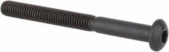 Made in USA - #10-32 UNF Hex Socket Drive, Button Screw - Alloy Steel, Black Oxide Finish, Fully Threaded, 2" Length Under Head - USA Tool & Supply