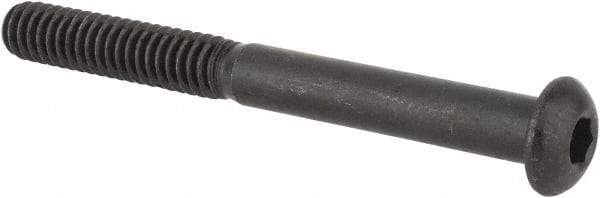 Made in USA - 1/4-20 UNC Hex Socket Drive, Button Screw - Alloy Steel, Black Oxide Finish, Fully Threaded, 2-1/2" Length Under Head - USA Tool & Supply
