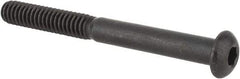 Made in USA - 1/4-20 UNC Hex Socket Drive, Button Screw - Alloy Steel, Black Oxide Finish, Fully Threaded, 2-1/2" Length Under Head - USA Tool & Supply