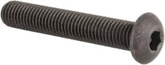 Made in USA - 1/4-28 UNF Hex Socket Drive, Button Screw - Alloy Steel, Black Oxide Finish, Fully Threaded, 1-1/2" Length Under Head - USA Tool & Supply
