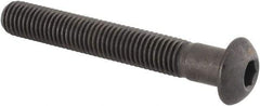 Made in USA - 1/4-28 UNF Hex Socket Drive, Button Screw - Alloy Steel, Black Oxide Finish, Fully Threaded, 1-3/4" Length Under Head - USA Tool & Supply