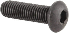 Made in USA - 1/4-28 UNF Hex Socket Drive, Button Screw - Alloy Steel, Black Oxide Finish, Fully Threaded, 7/8" Length Under Head - USA Tool & Supply