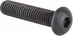 Made in USA - 3/8-16 UNC Hex Socket Drive, Button Screw - Alloy Steel, Black Oxide Finish, Fully Threaded, 1-3/4" Length Under Head - USA Tool & Supply