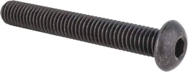 Made in USA - 3/8-16 UNC Hex Socket Drive, Button Screw - Alloy Steel, Black Oxide Finish, Fully Threaded, 2-3/4" Length Under Head - USA Tool & Supply