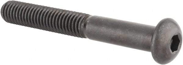 Made in USA - 3/8-16 UNC Hex Socket Drive, Button Screw - Alloy Steel, Black Oxide Finish, Fully Threaded, 3" Length Under Head - USA Tool & Supply