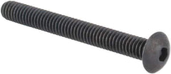 Made in USA - #8-32 UNC Hex Socket Drive, Button Screw - Alloy Steel, Black Oxide Finish, Fully Threaded, 1-1/2" Length Under Head - USA Tool & Supply