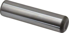 Made in USA - 1" Diam x 4" Pin Length Grade 8 Alloy Steel Standard Dowel Pin - Bright Finish, C 47-58 & C 60 (Surface) Hardness, 117,800 Lb (Single Shear), 235,600 Lb (Double Shear) Breaking Strength, 1 Beveled & 1 Rounded End - USA Tool & Supply