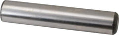 Made in USA - 1" Diam x 5" Pin Length Grade 8 Alloy Steel Standard Dowel Pin - Bright Finish, C 47-58 & C 60 (Surface) Hardness, 117,800 Lb (Single Shear), 235,600 Lb (Double Shear) Breaking Strength, 1 Beveled & 1 Rounded End - USA Tool & Supply