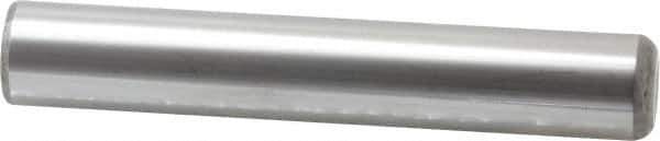 Made in USA - 1" Diam x 6" Pin Length Grade 8 Alloy Steel Standard Dowel Pin - Bright Finish, C 47-58 & C 60 (Surface) Hardness, 117,800 Lb (Single Shear), 235,600 Lb (Double Shear) Breaking Strength, 1 Beveled & 1 Rounded End - USA Tool & Supply