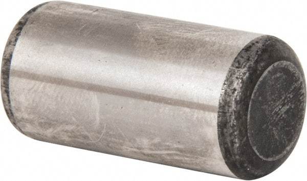Made in USA - 1/2" Diam x 1" Pin Length Grade 8 Alloy Steel Standard Dowel Pin - Bright Finish, C 47-58 & C 60 (Surface) Hardness, 29,450 Lb (Single Shear), 58,900 Lb (Double Shear) Breaking Strength, 1 Beveled & 1 Rounded End - USA Tool & Supply