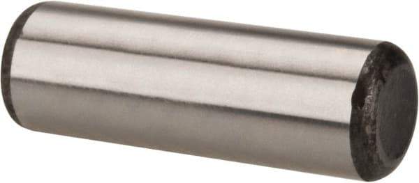 Made in USA - 1/2" Diam x 1-1/2" Pin Length Grade 8 Alloy Steel Standard Dowel Pin - Bright Finish, C 47-58 & C 60 (Surface) Hardness, 29,450 Lb (Single Shear), 58,900 Lb (Double Shear) Breaking Strength, 1 Beveled & 1 Rounded End - USA Tool & Supply