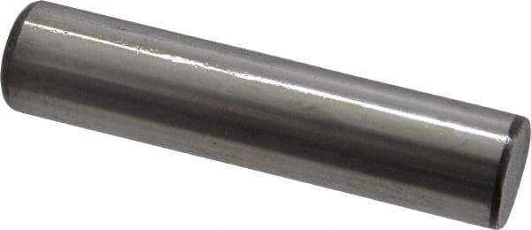 Made in USA - 1/2" Diam x 2-1/4" Pin Length Grade 8 Alloy Steel Standard Dowel Pin - Bright Finish, C 47-58 & C 60 (Surface) Hardness, 29,450 Lb (Single Shear), 58,900 Lb (Double Shear) Breaking Strength, 1 Beveled & 1 Rounded End - USA Tool & Supply