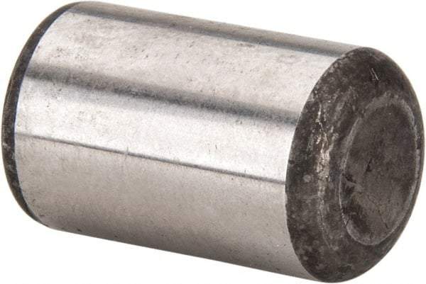 Made in USA - 5/8" Diam x 1" Pin Length Grade 8 Alloy Steel Standard Dowel Pin - Bright Finish, C 47-58 & C 60 (Surface) Hardness, 46,000 Lb (Single Shear), 92,000 Lb (Double Shear) Breaking Strength, 1 Beveled & 1 Rounded End - USA Tool & Supply