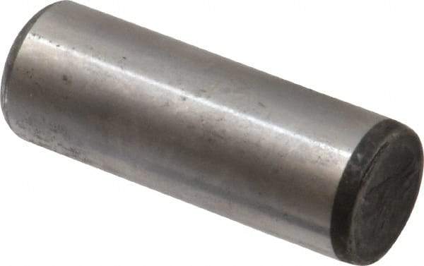 Made in USA - 5/8" Diam x 1-3/4" Pin Length Grade 8 Alloy Steel Standard Dowel Pin - Bright Finish, C 47-58 & C 60 (Surface) Hardness, 46,000 Lb (Single Shear), 92,000 Lb (Double Shear) Breaking Strength, 1 Beveled & 1 Rounded End - USA Tool & Supply