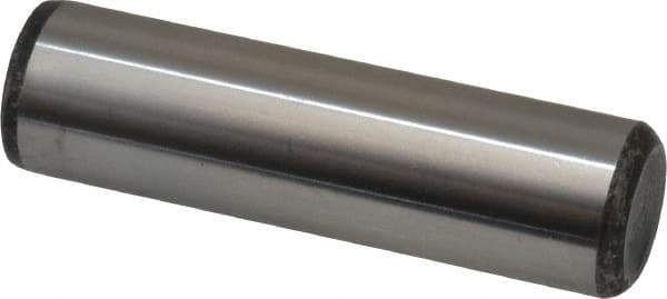 Made in USA - 5/8" Diam x 2-1/4" Pin Length Grade 8 Alloy Steel Standard Dowel Pin - Bright Finish, C 47-58 & C 60 (Surface) Hardness, 46,000 Lb (Single Shear), 92,000 Lb (Double Shear) Breaking Strength, 1 Beveled & 1 Rounded End - USA Tool & Supply