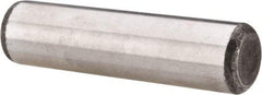 Made in USA - 5/8" Diam x 2-1/2" Pin Length Grade 8 Alloy Steel Standard Dowel Pin - Bright Finish, C 47-58 & C 60 (Surface) Hardness, 46,000 Lb (Single Shear), 92,000 Lb (Double Shear) Breaking Strength, 1 Beveled & 1 Rounded End - USA Tool & Supply