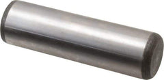 Made in USA - 7/8" Diam x 3" Pin Length Grade 8 Alloy Steel Standard Dowel Pin - Bright Finish, C 47-58 & C 60 (Surface) Hardness, 180,400 Lb (Double Shear), 90,200 Lb (Single Shear) Breaking Strength, 1 Beveled & 1 Rounded End - USA Tool & Supply