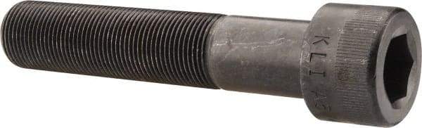 Made in USA - 1-14 UNF Hex Socket Drive, Socket Cap Screw - Alloy Steel, Black Oxide Finish, Partially Threaded, 5" Length Under Head - USA Tool & Supply