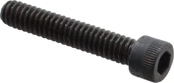 Made in USA - 1/4-20 UNC Hex Socket Drive, Socket Cap Screw - Alloy Steel, Black Oxide Finish, Partially Threaded, 1-3/8" Length Under Head - USA Tool & Supply