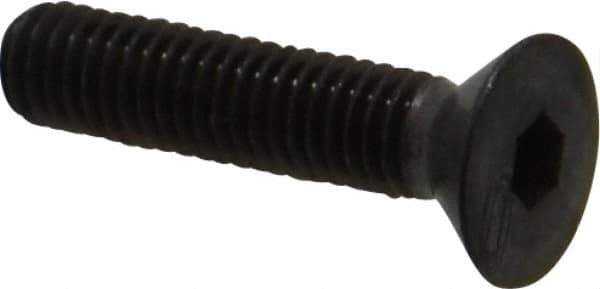 Made in USA - #10-32 UNF Hex Socket Drive, 82° Flat Screw - Alloy Steel, Black Oxide Finish, Fully Threaded, 7/8" OAL - USA Tool & Supply
