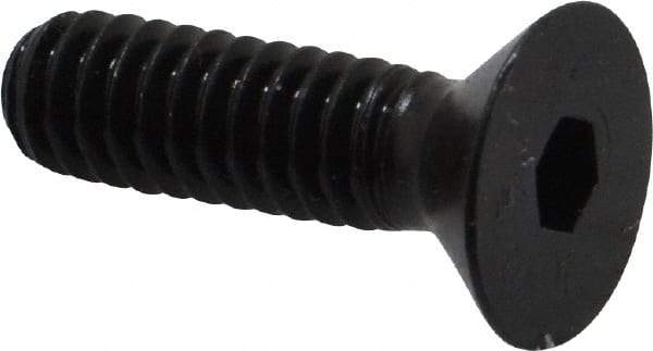 Made in USA - 1/4-20 UNC Hex Socket Drive, 82° Flat Screw - Alloy Steel, Black Oxide Finish, Fully Threaded, 7/8" OAL - USA Tool & Supply