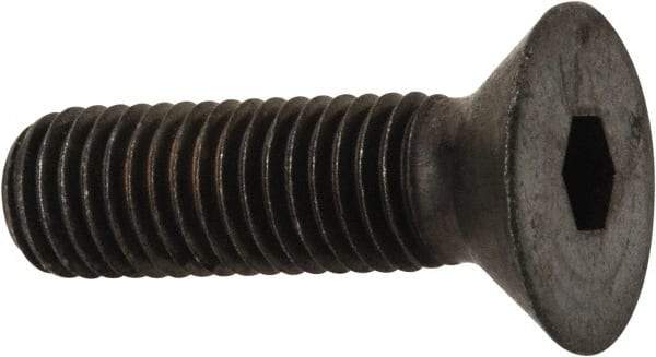 Made in USA - 1/4-28 UNF Hex Socket Drive, 82° Flat Screw - Alloy Steel, Black Oxide Finish, Fully Threaded, 7/8" OAL - USA Tool & Supply